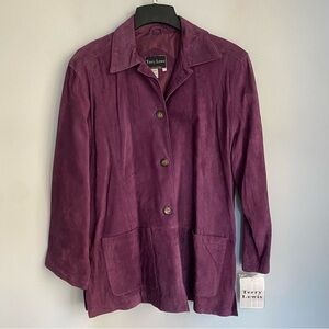 NEW Vintage Terry Lewis Purple Suede Leather Jacket Plus Size 1X